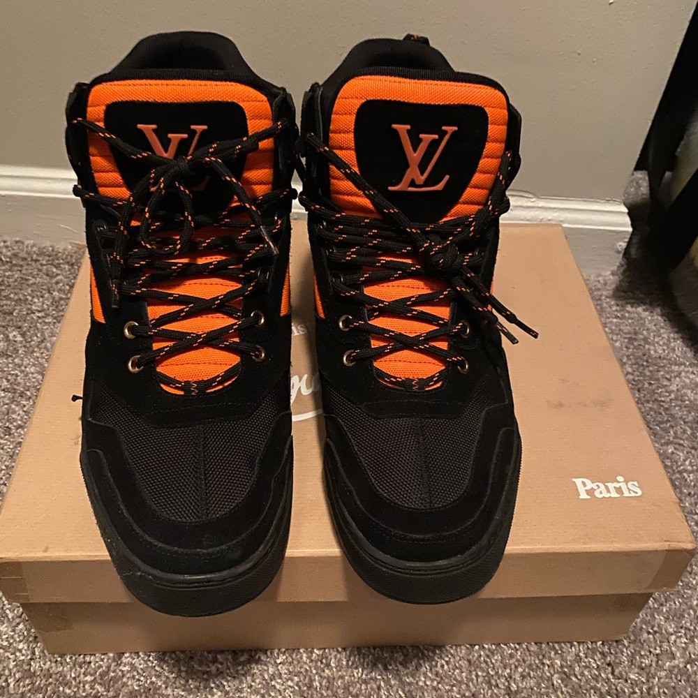 BLACK & ORANGE LOUIS VUITTON HIGH TOP SHOES